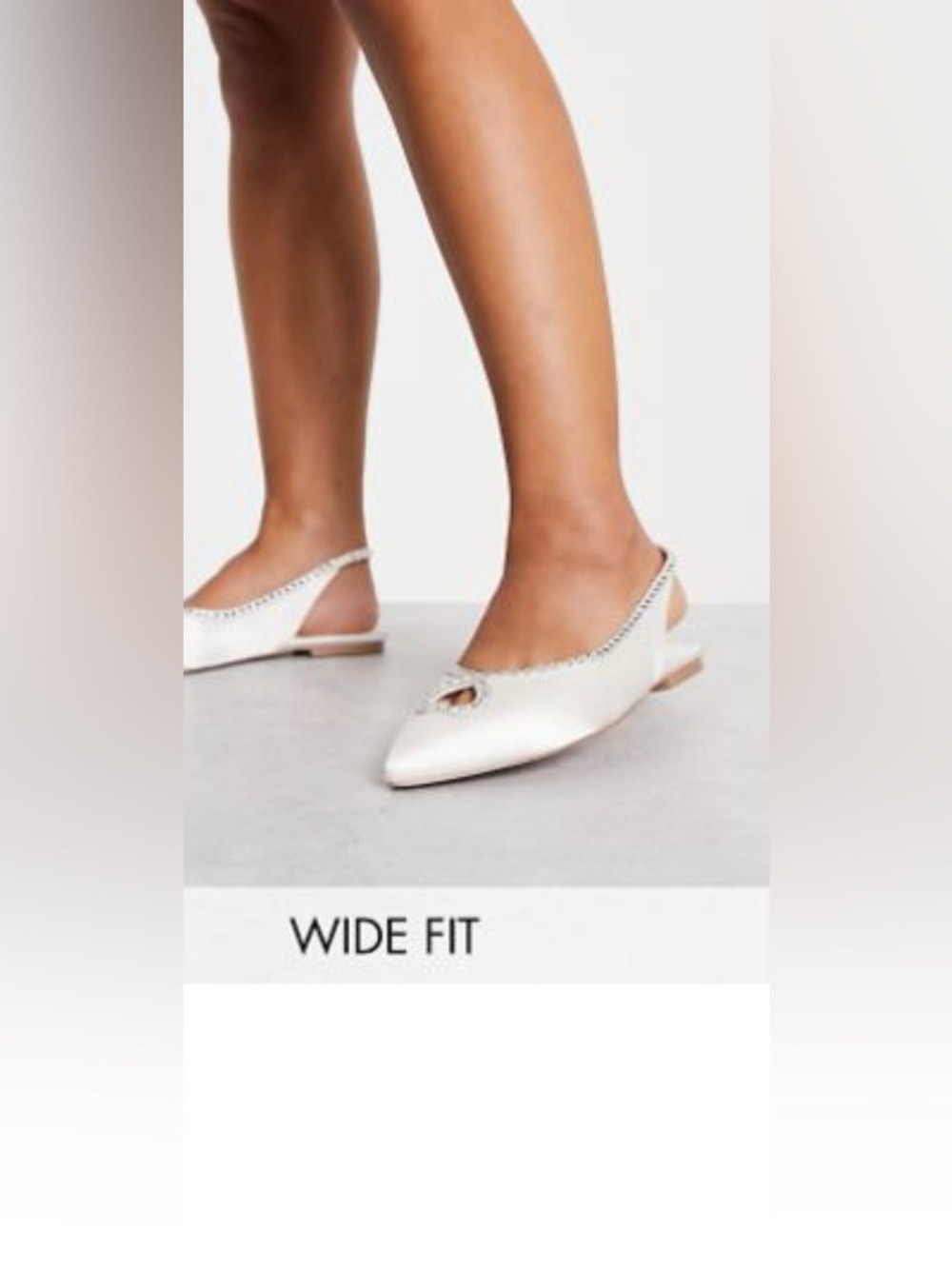 ASOS Wide Fit White Pointed Slingback Flats with Cutout